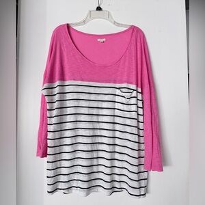 Pink and White Aerie Striped Women's Top, XXL